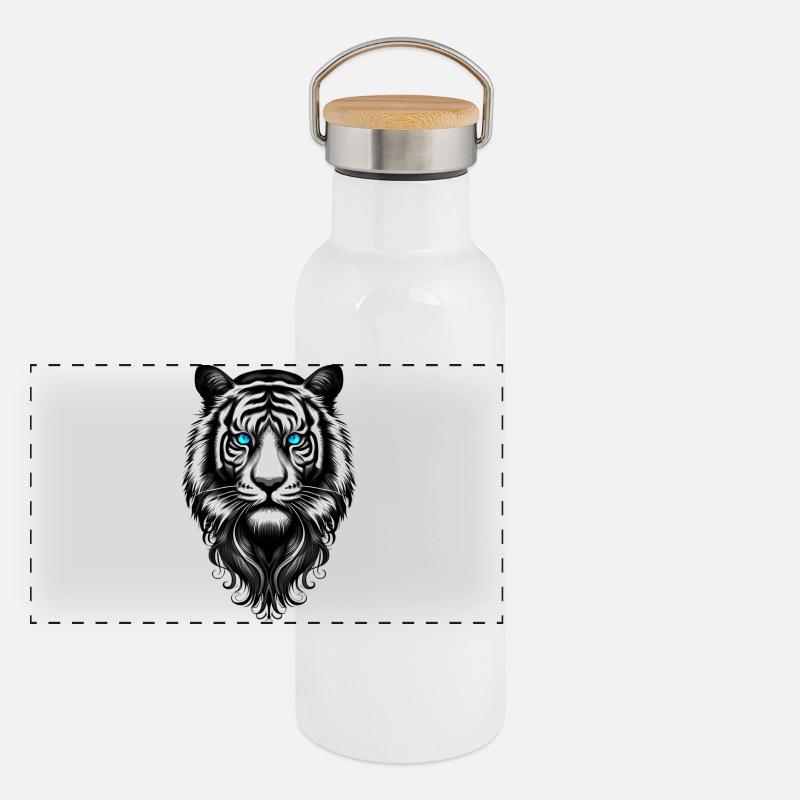Tigre blanc Gourde isotherme avec bouchon en bambou
