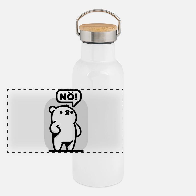 Lower Austrian Bear Cartoon Motif Panoramic Thermal Bottle with Bamboo Lid