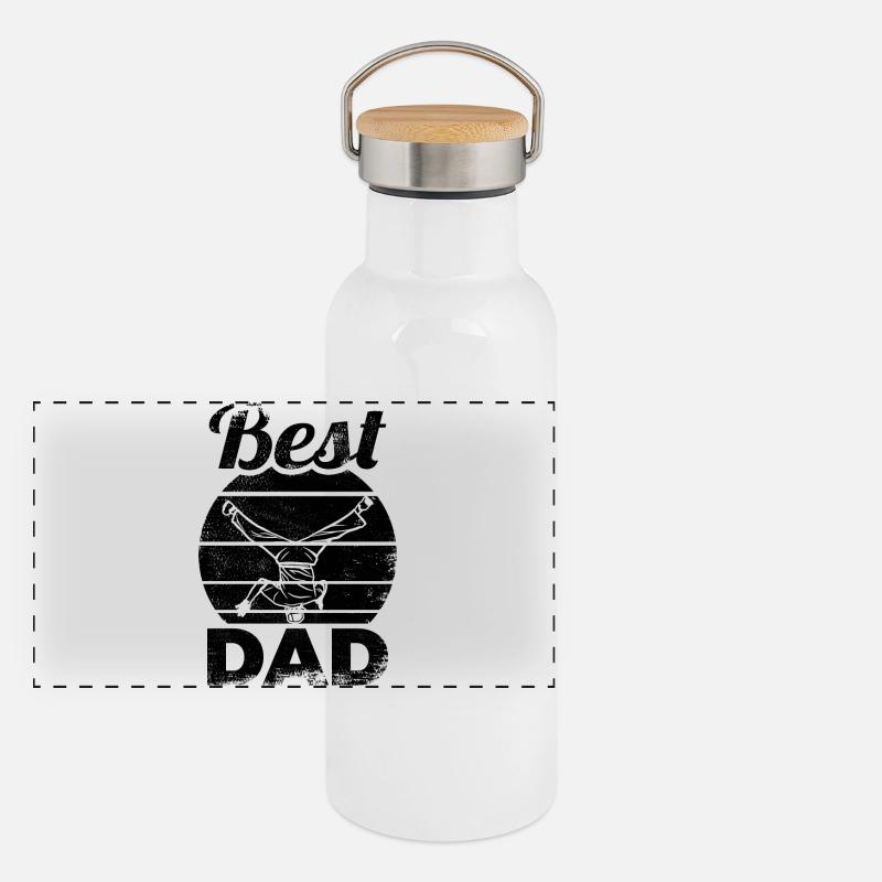 Bester Breakdance Dad Panorama Thermosflasche mit Bambusdeckel