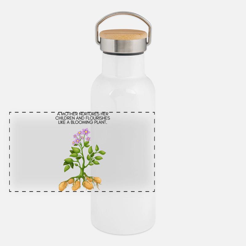 Growing Tree Motif Panoramic Thermal Bottle with Bamboo Lid