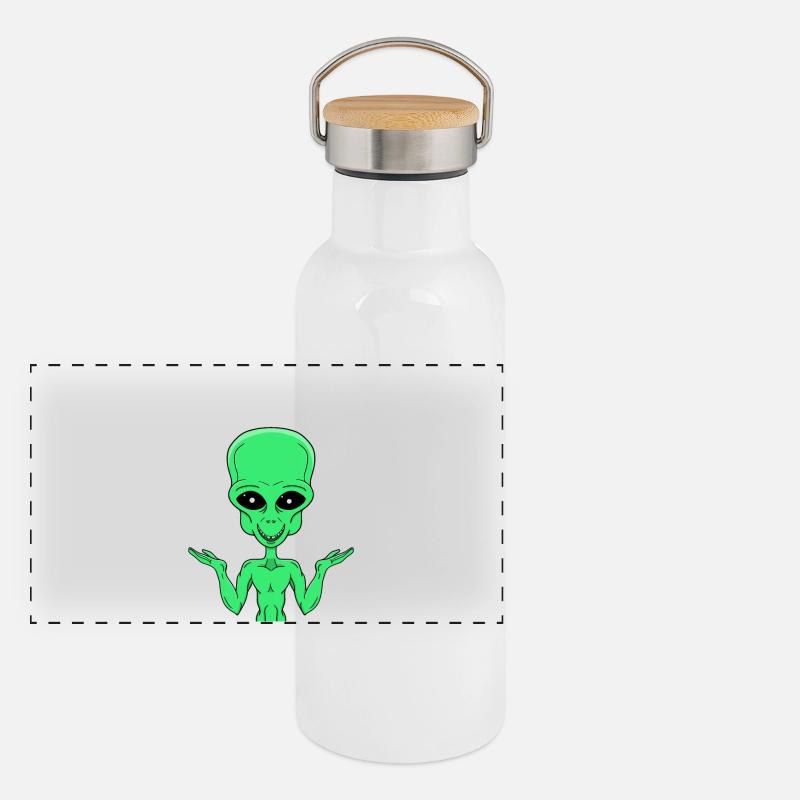 Un extraterrestre vert dans le doute Gourde isotherme avec bouchon en bambou