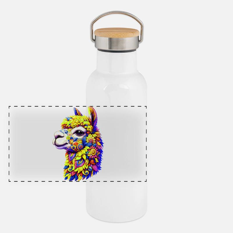 Alpaka Panorama Thermosflasche mit Bambusdeckel