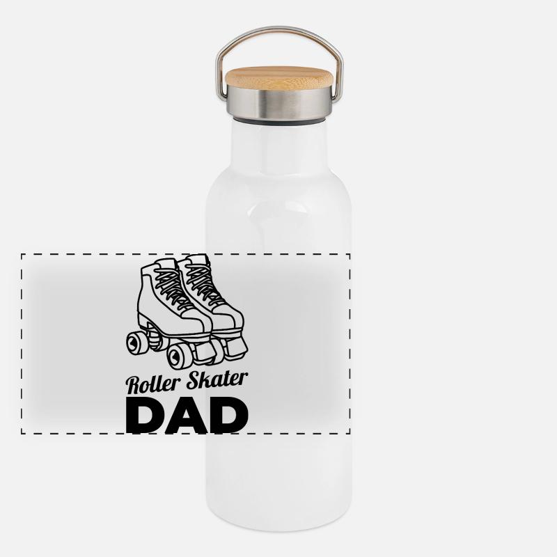 Rollschuhläufer Papa Panorama Thermosflasche mit Bambusdeckel