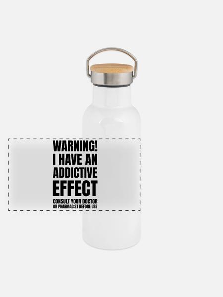 Lustige Zitate - Panorama Thermosflasche mit Bambusdeckel - Weiß