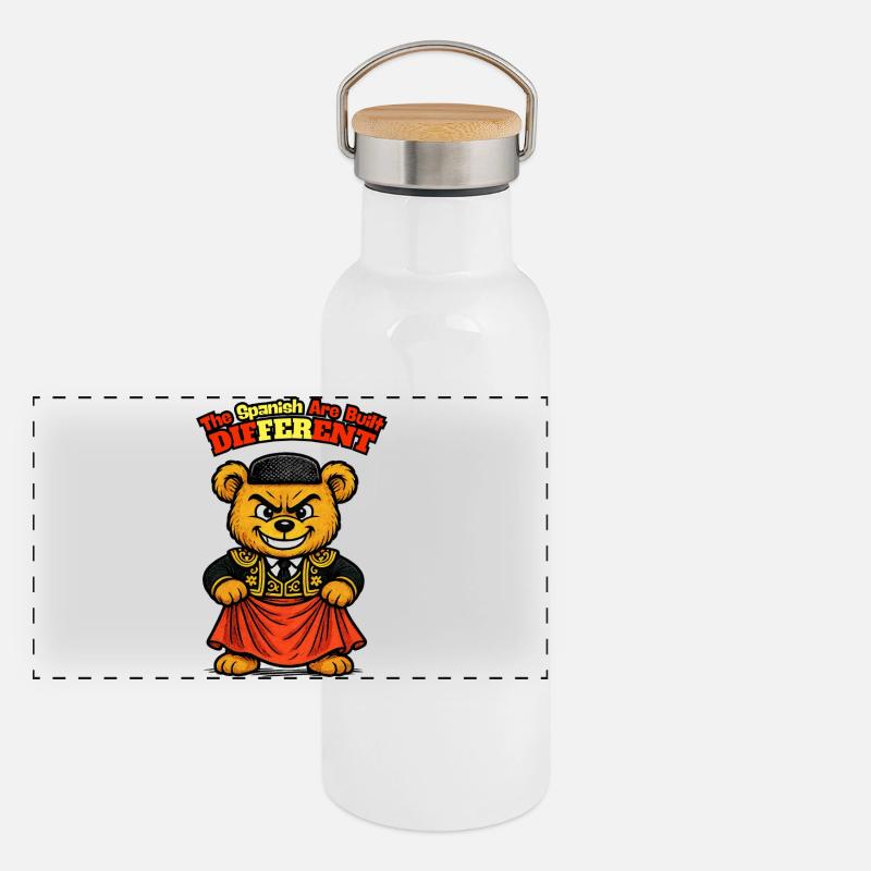 Spanischer Teddybär - Spanischer Humor Panorama Thermosflasche mit Bambusdeckel