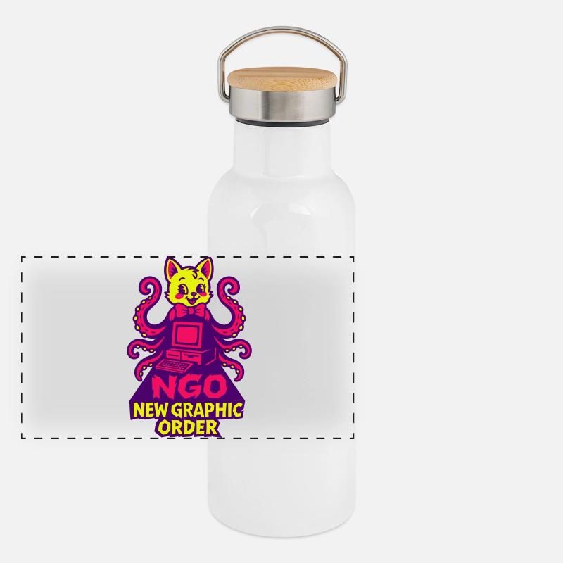 Cute Cthulhu Panoramic Thermal Bottle with Bamboo Lid