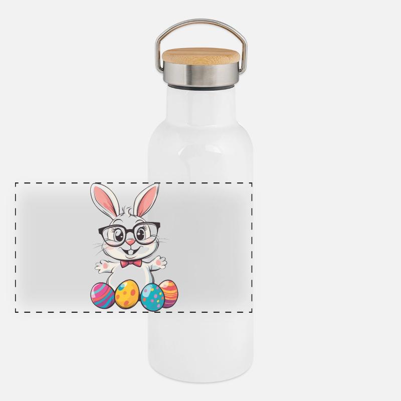 Lapin de Pâques Gourde isotherme avec bouchon en bambou
