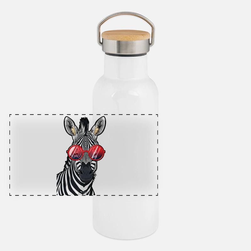 Hip Zebra mit Sonnenbrille Panorama Thermosflasche mit Bambusdeckel
