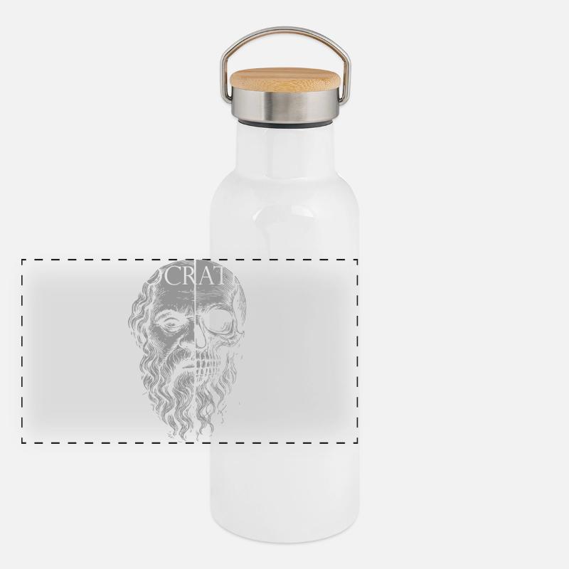 Socrate demi-crâne portrait design Gourde isotherme avec bouchon en bambou