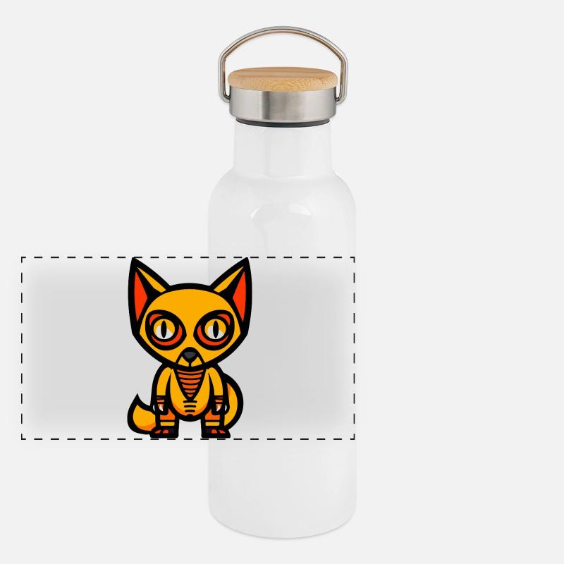 Fuchs Halloween Comic Lustig Panorama Thermosflasche mit Bambusdeckel