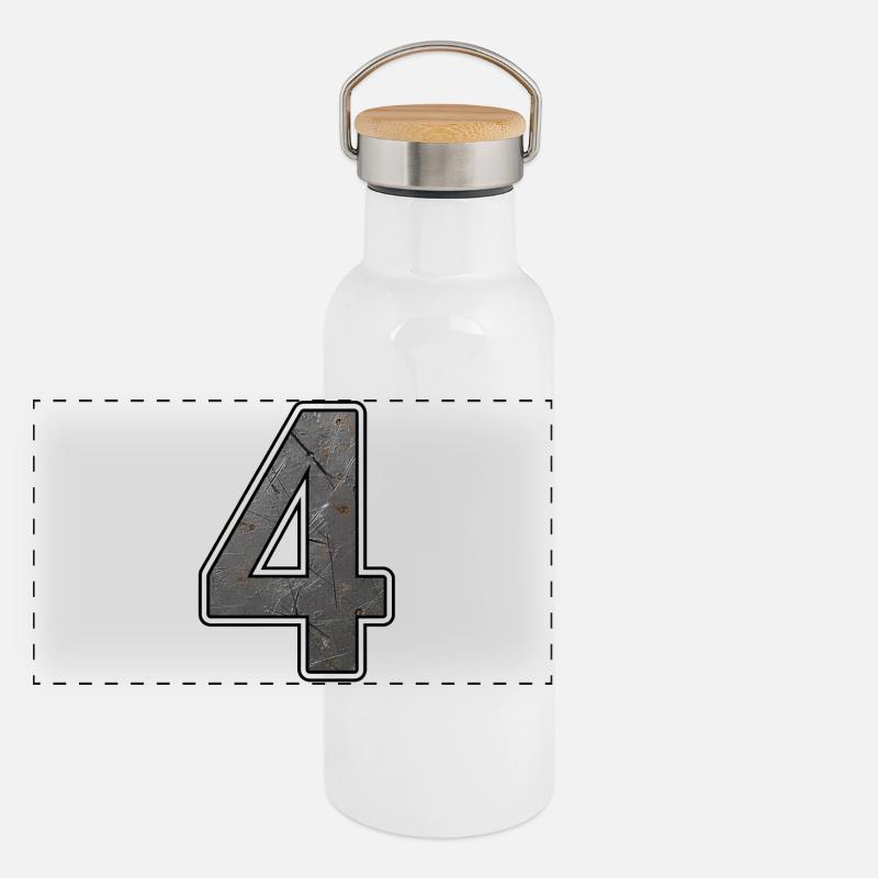 Vier Grunge Metalltextur Panorama Thermosflasche mit Bambusdeckel