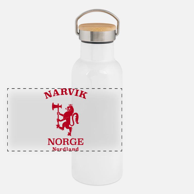 Narvik Norway Norwegen Panorama Thermosflasche mit Bambusdeckel