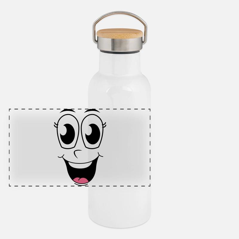 Visage heureux Gourde isotherme avec bouchon en bambou