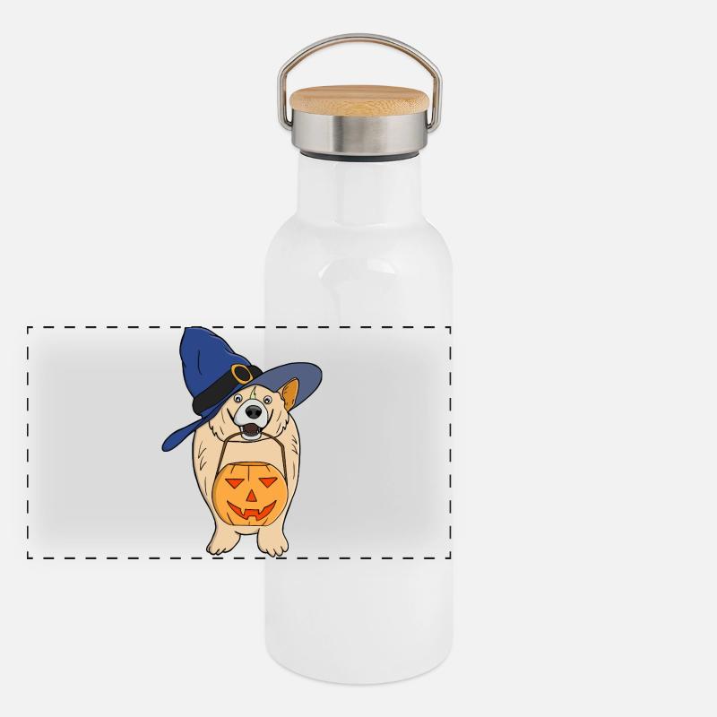Citrouille Sorcière Chien Gourde isotherme avec bouchon en bambou