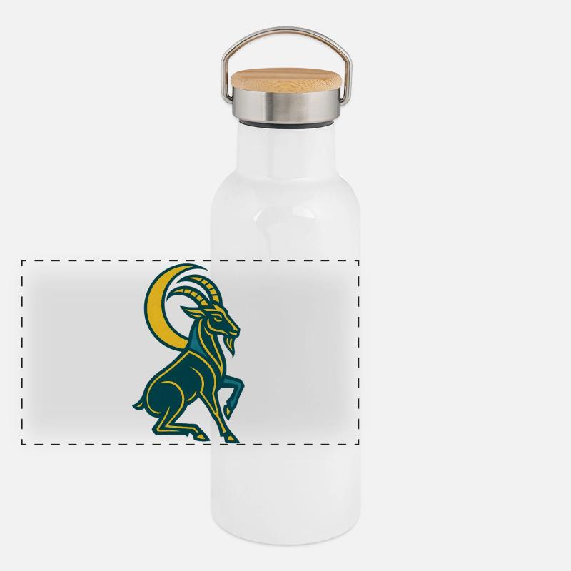 Chèvre Lunaire Art Déco Gourde isotherme avec bouchon en bambou