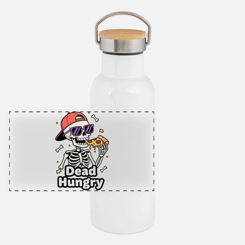 Pizza squelette affamé mort Gourde isotherme avec bouchon en bambou