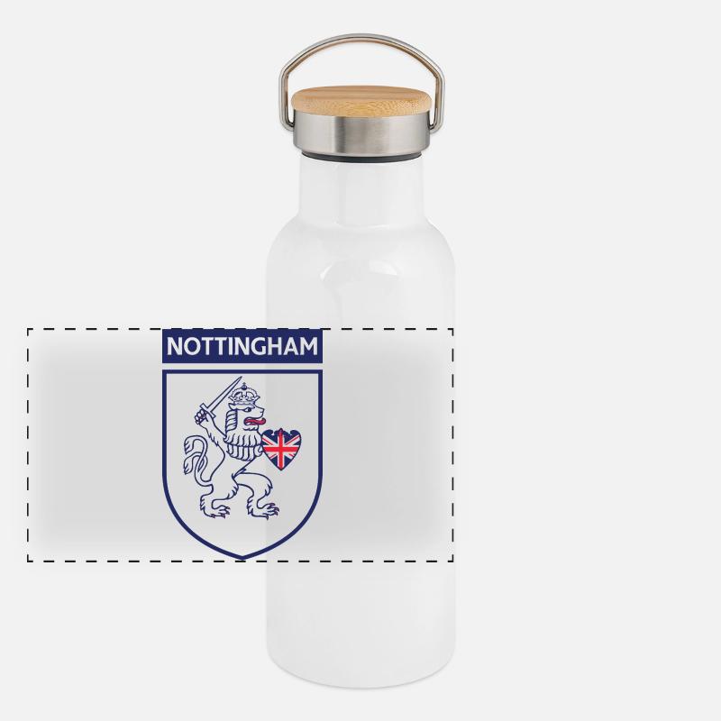 Lion bouclier de Nottingham avec épée Gourde isotherme avec bouchon en bambou
