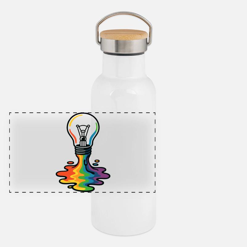 Rainbow Melt Glühbirne Panorama Thermosflasche mit Bambusdeckel