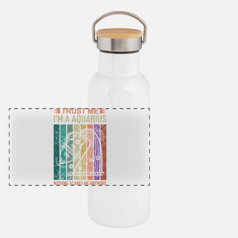 Zodiac sign Aquarius Panoramic Thermal Bottle with Bamboo Lid