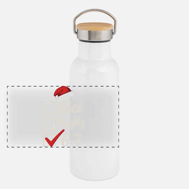 Nice Naughty 67 Christmas Meme - Panoramic Thermal Bottle with Bamboo Lid - white