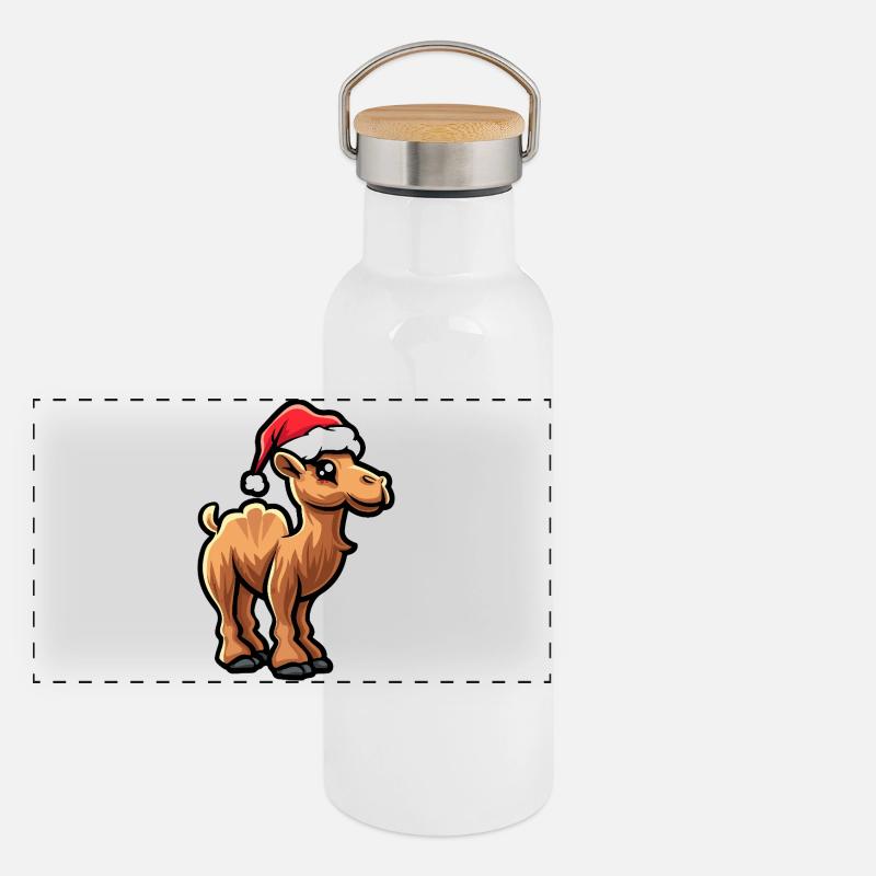 Kamel Weihnachten Panorama Thermosflasche mit Bambusdeckel
