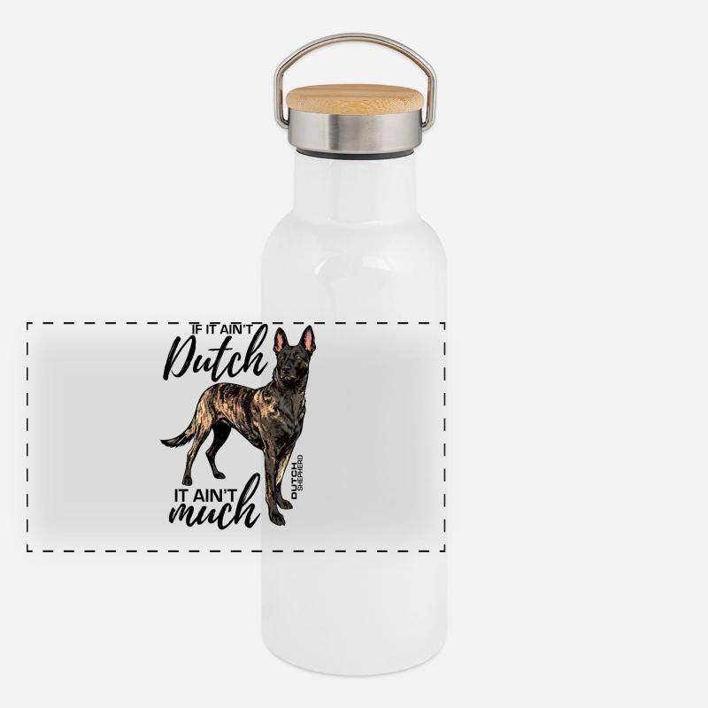 Dutchie - Dutch Shepherd Dog Panoramic Thermal Bottle with Bamboo Lid