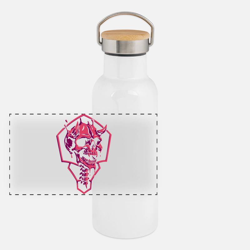 Geometric Pink Skull Panoramic Thermal Bottle with Bamboo Lid