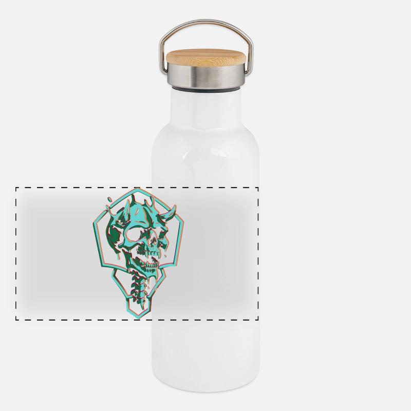 Neon skull in hexagon Panoramic Thermal Bottle with Bamboo Lid