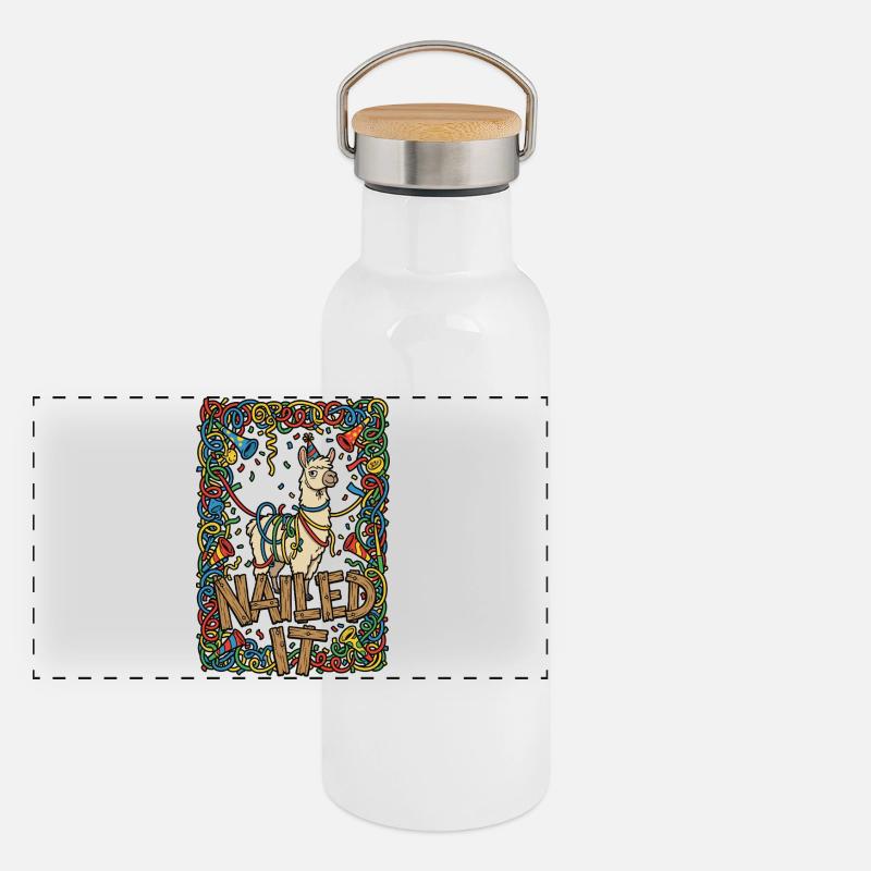 Plaisir du parti Lama Gourde isotherme avec bouchon en bambou