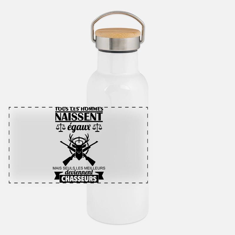 All men are born equal hunter Hunting - Panoramic Thermal Bottle with Bamboo Lid - white