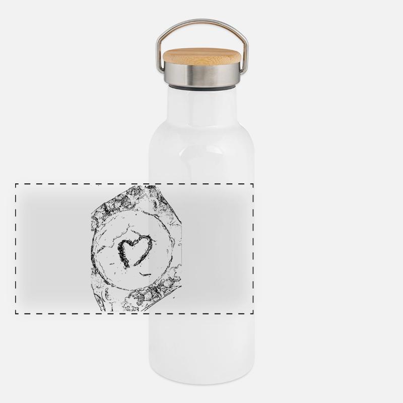 Herz Panorama Thermosflasche mit Bambusdeckel