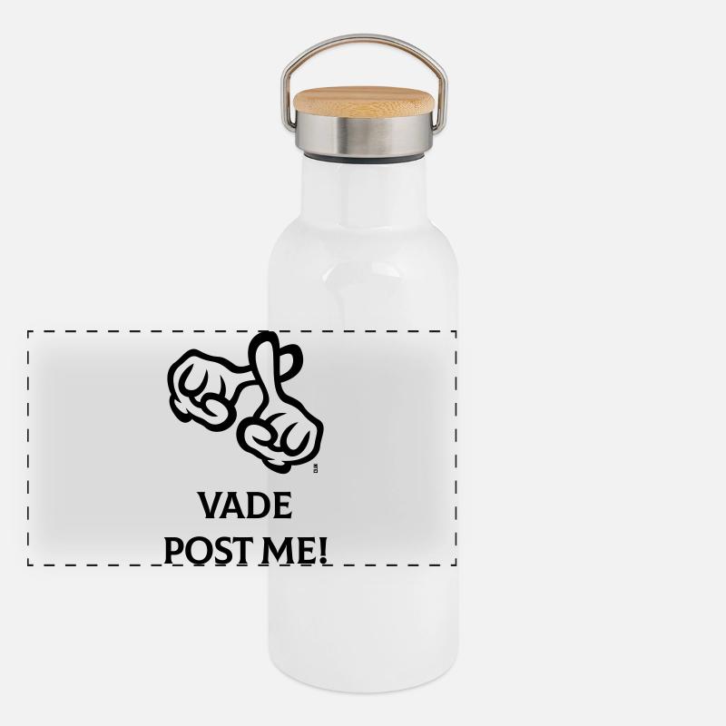 Vade Post Me ! (Croix / Bible / Religion / 2C) Gourde isotherme avec bouchon en bambou
