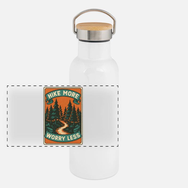 Randonnez plus, souciez-vous moins Gourde isotherme avec bouchon en bambou