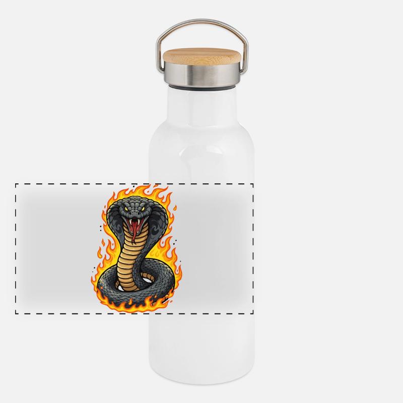 Cobra in Flames Panoramic Thermal Bottle with Bamboo Lid