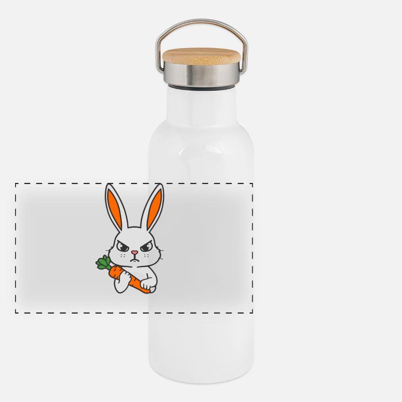 QW_NAC_SZARY_Z_BIALYM_NAPISEM - Panoramic Thermal Bottle with Bamboo Lid - white