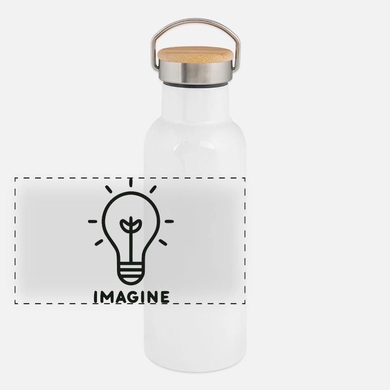 Lichtidee Funken Icon Panorama Thermosflasche mit Bambusdeckel
