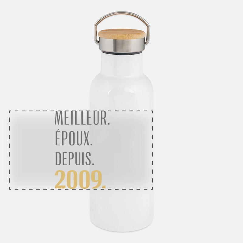 Bester Ehemann seit 2009 Pinke Hochzeit 17 Jahre Panorama Thermosflasche mit Bambusdeckel