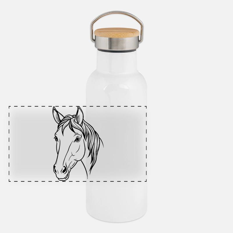 Tête de cheval Gourde isotherme avec bouchon en bambou