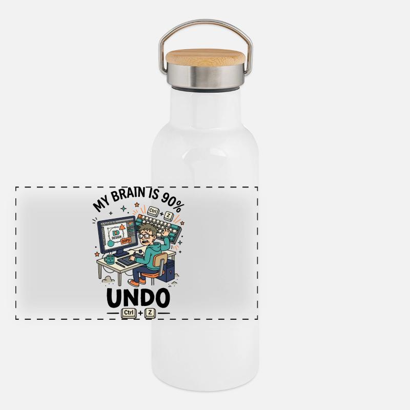 Designer Ctrl Z Panic Humor Panorama Thermosflasche mit Bambusdeckel