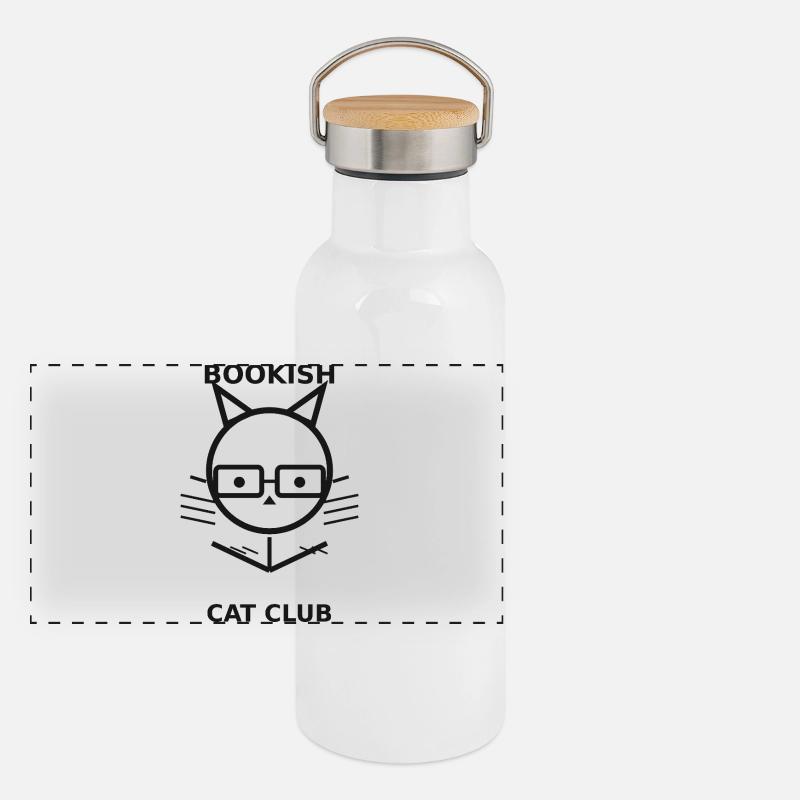 Club du Chat Lecteur Gourde isotherme avec bouchon en bambou