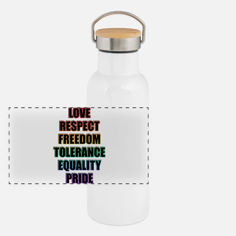 LGBTQ Pride Values Panoramic Thermal Bottle with Bamboo Lid