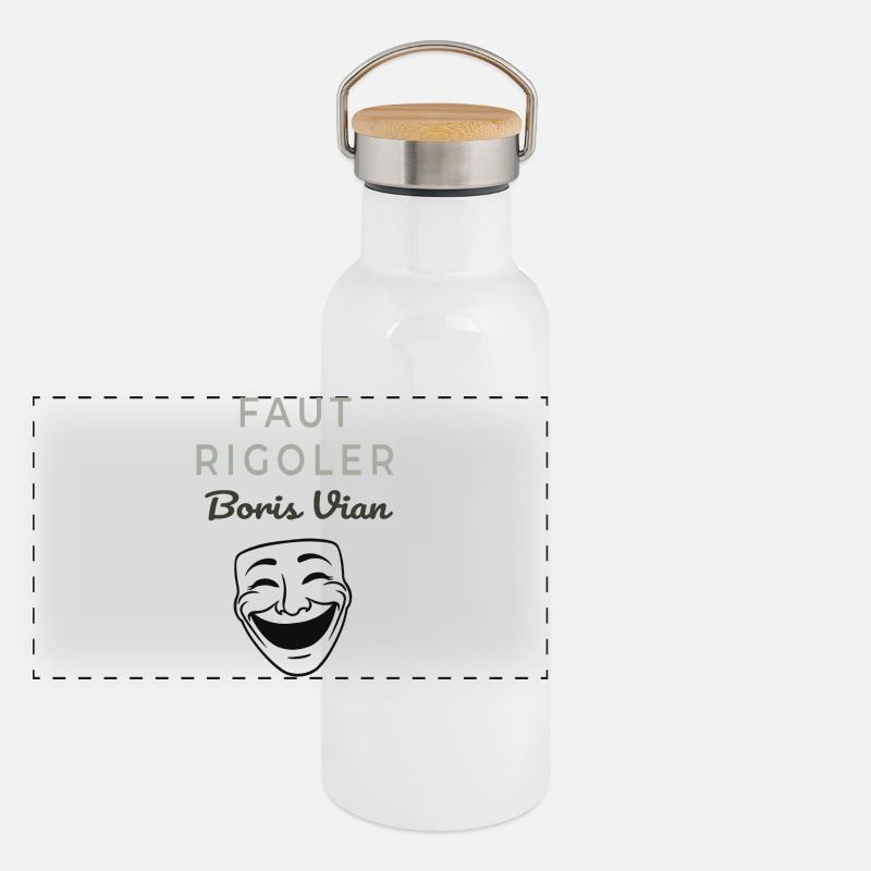 Faut Rigoler Boris Vian Gourde isotherme avec bouchon en bambou