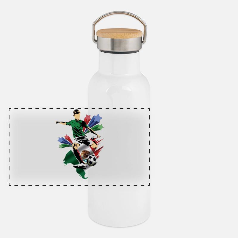 Mexico - Mexico - Flags Panoramic Thermal Bottle with Bamboo Lid