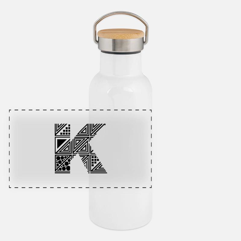 Buchstabe K Panorama Thermosflasche mit Bambusdeckel