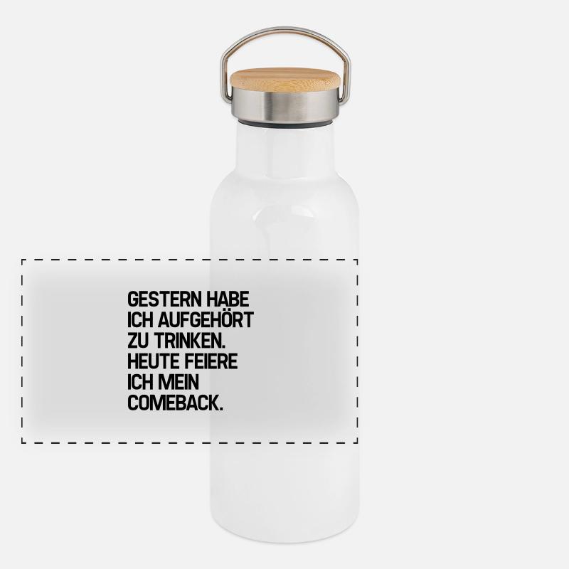 Trinken (Spruch) Panorama Thermosflasche mit Bambusdeckel