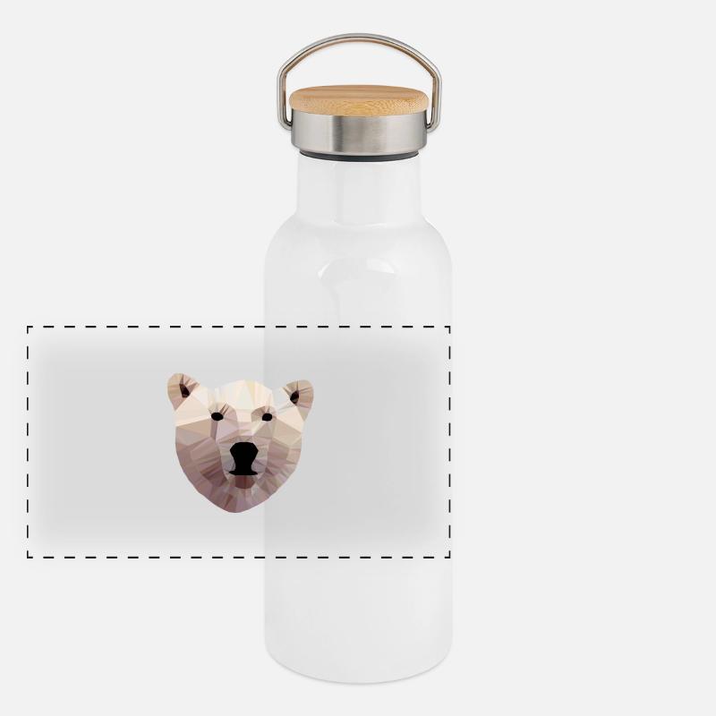 Eisbär Kopf Polygon Panorama Thermosflasche mit Bambusdeckel