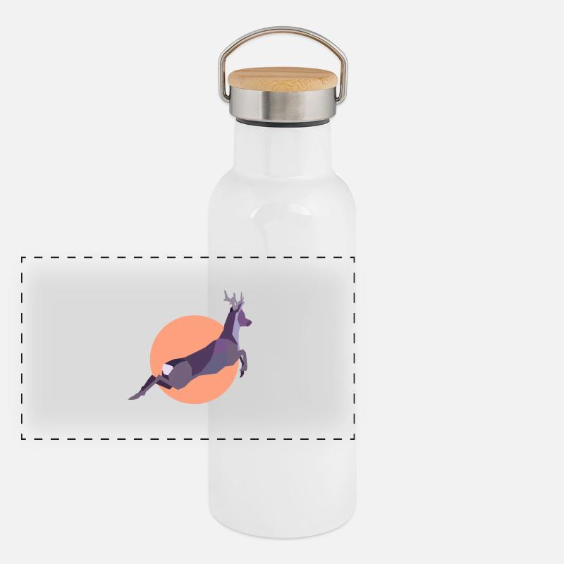 Sunset Deer, Gourde isotherme avec bouchon en bambou