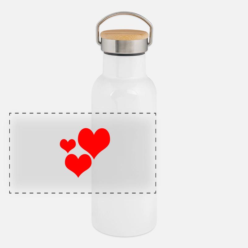 3 coeurs Gourde isotherme avec bouchon en bambou