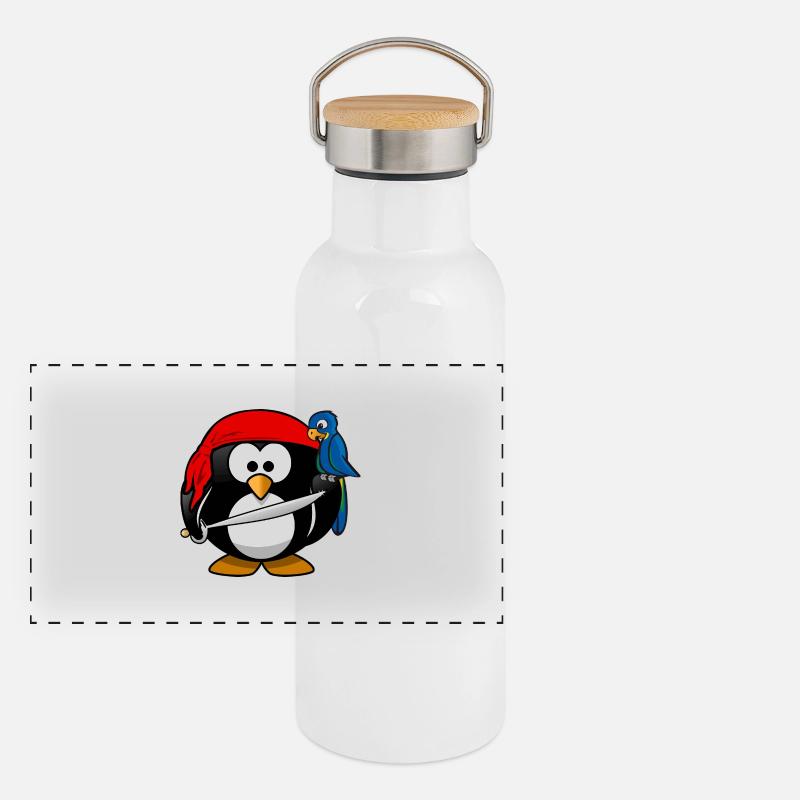 Pirate Penguin Panoramic Thermal Bottle with Bamboo Lid