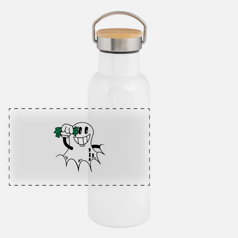 Erdnuss mit Geldscheinen / peanut 'n money (3c) Panoramic Thermal Bottle with Bamboo Lid